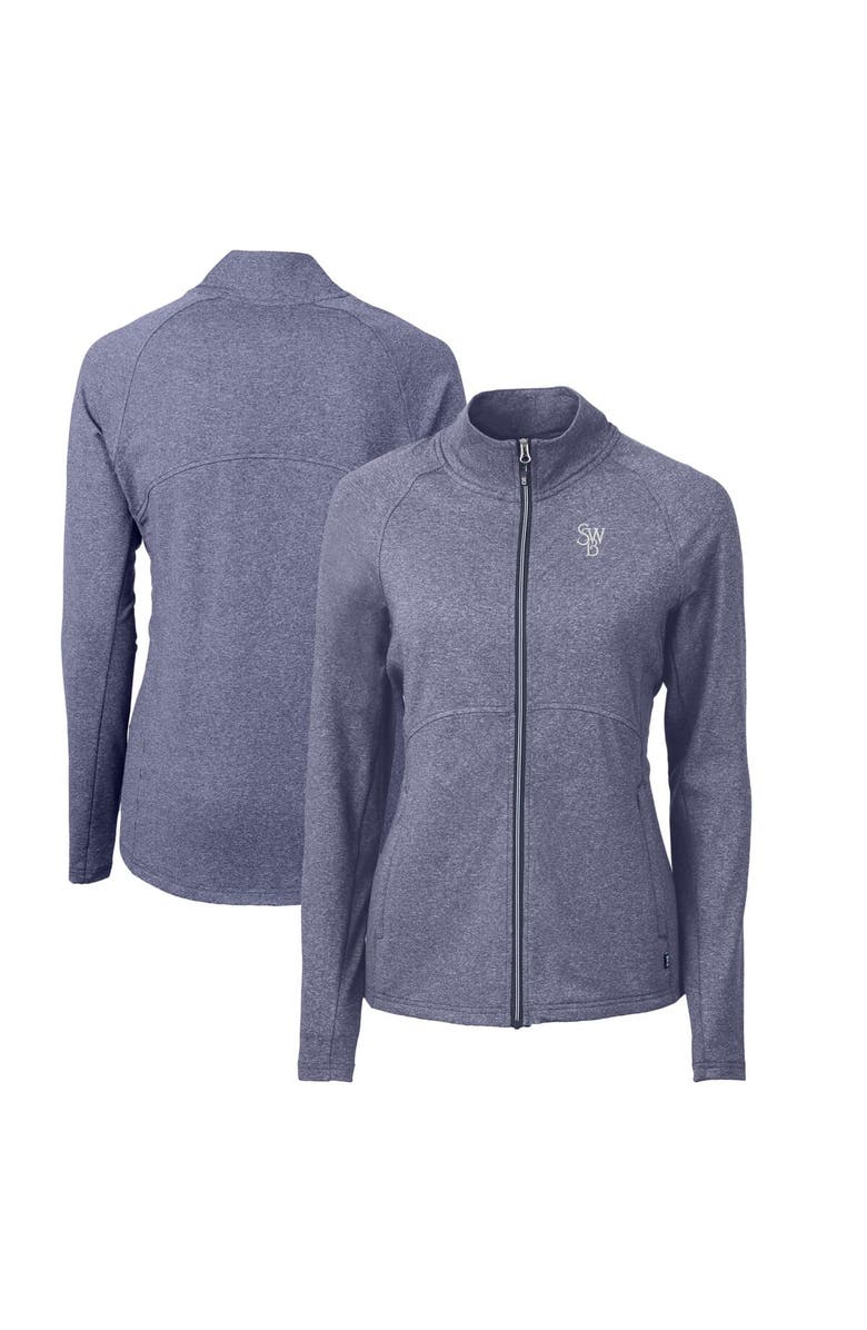Cutter & Buck Women's Cutter & Buck Heather Navy Scranton Wilkes-Barre RailRiders Adapt Eco Knit Heather Recycled Full-Zip Jacket, Alternate, color, 