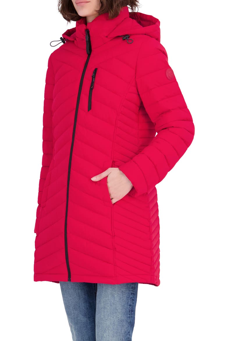 Water Resistant Stretch Puffer Coat, Alternate, color, NAUTICA RED