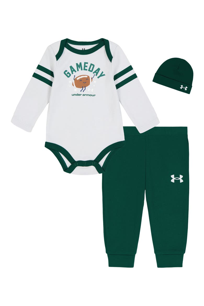 Kids' Gameday 3-Piece Bodysuit, Pants & Beanie Set, Main, color, HALO GRAY