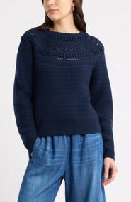Caslon® Mixed Stitch Wool & Cashmere Sweater