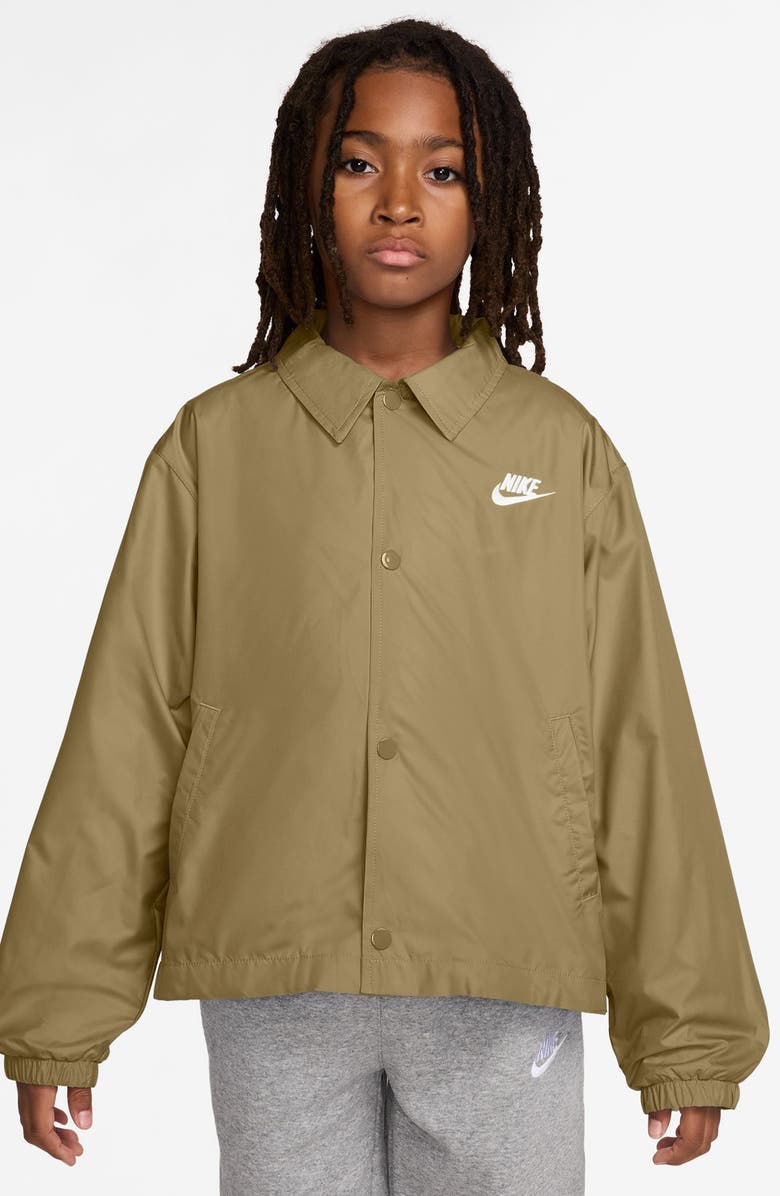 Nike Kids' Club Water Repellent Jacket, Main, color, Parachute Beige/ White