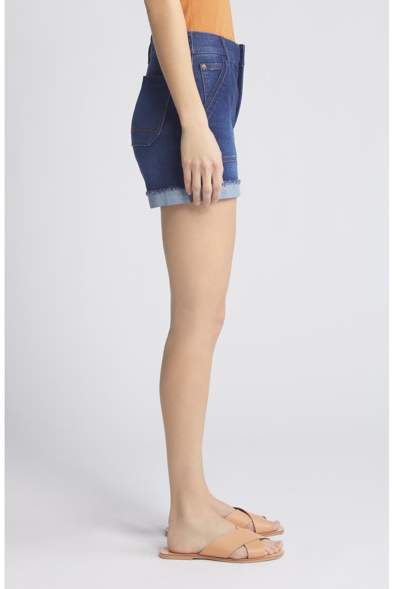 'Ab'Solution Patch Pocket High Waist Denim Shorts, Alternate, color, IN INDIGO