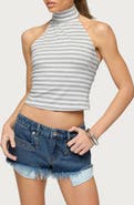 EDIKTED Kay Stripe High Neck Halter Top