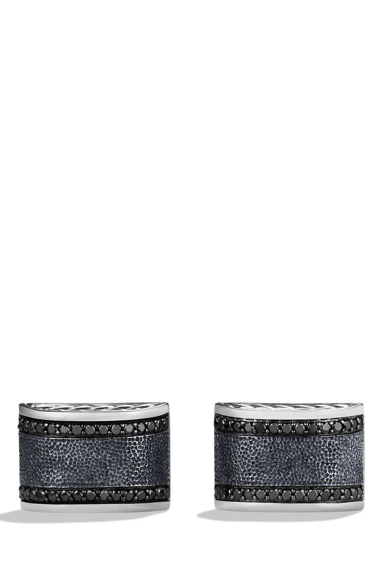David Yurman 'Chevron' Cuff Links with Black Diamonds, Alternate, color, 
