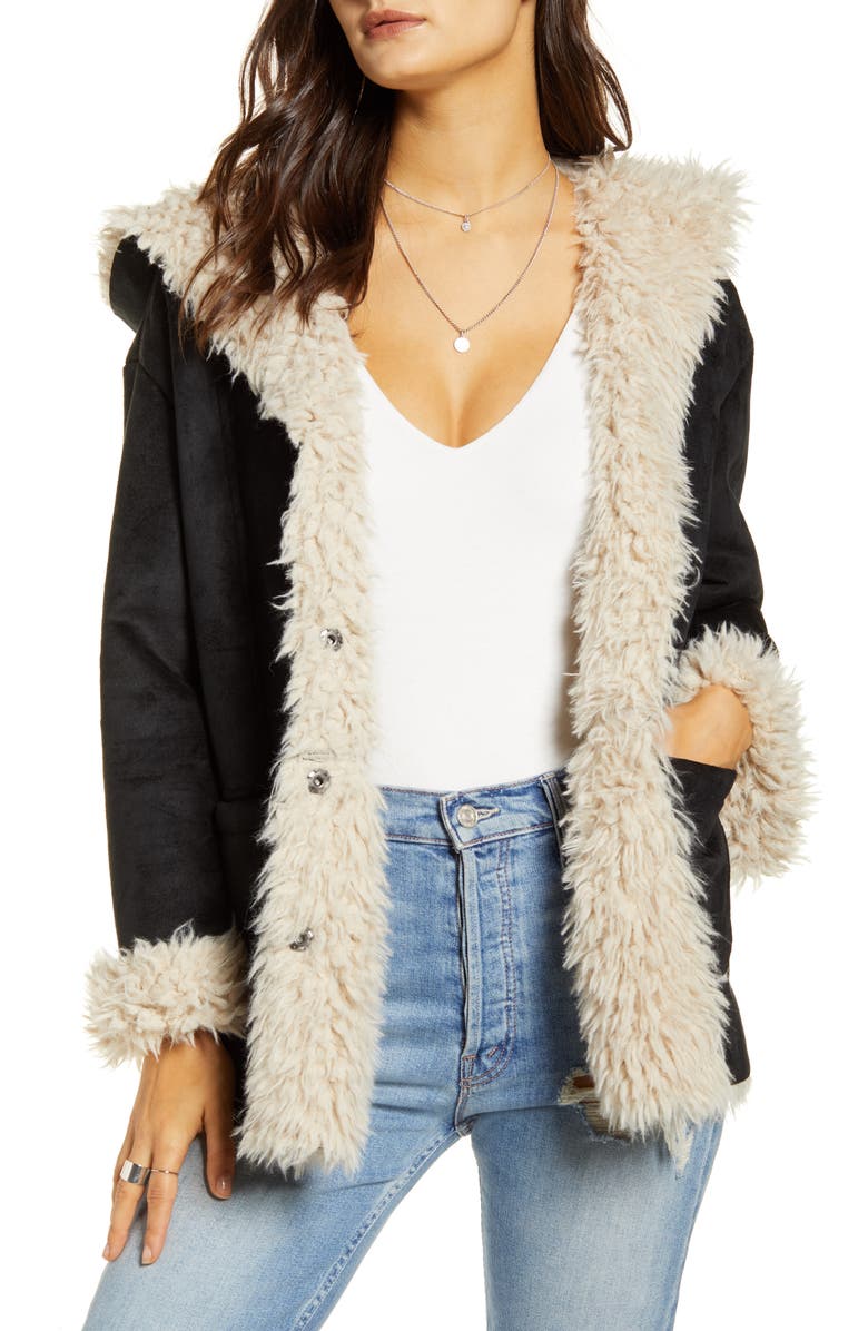 JACK BY BB DAKOTA Faux Shearling Faux Suede Jacket, Main, color,