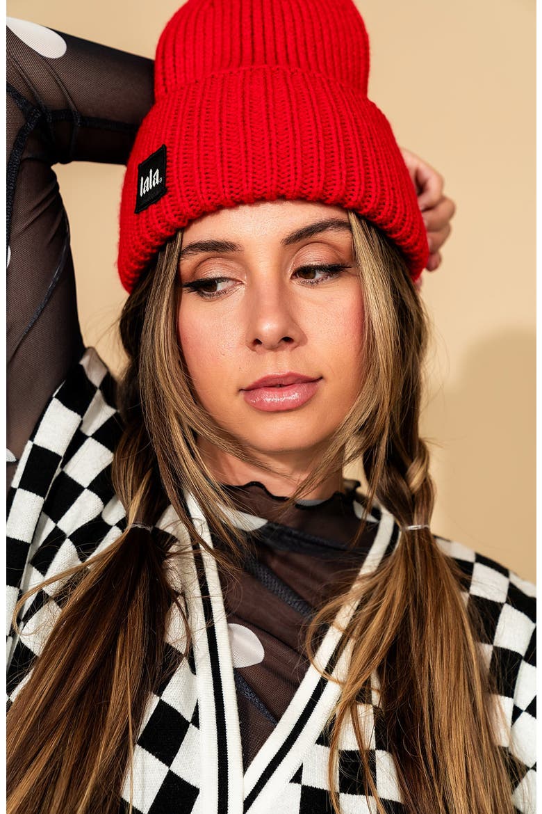 Grunge Chic Beanie, Alternate, color, CHERRY RED