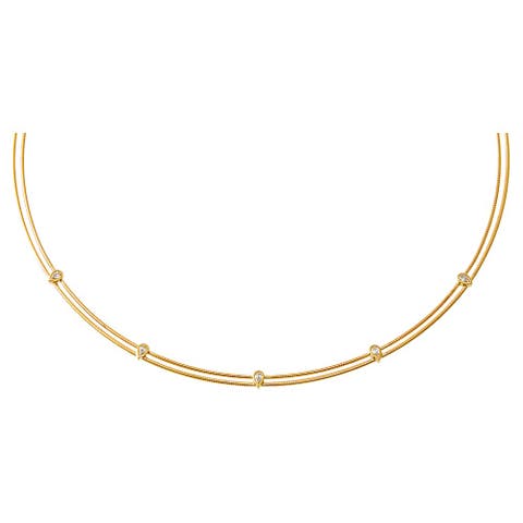 Diamond Multi Teardrop Bezel Wire Necklace 14K