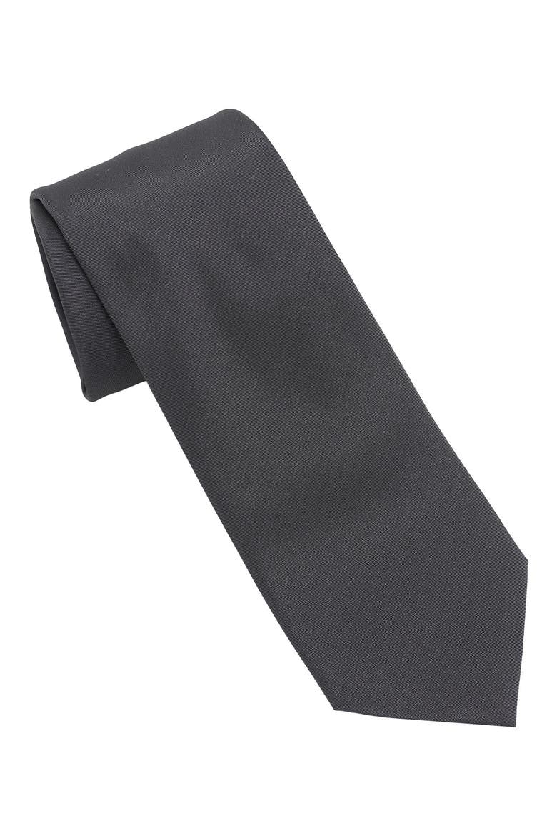Iridescent Solid Tie, Main, color, CHARCOAL