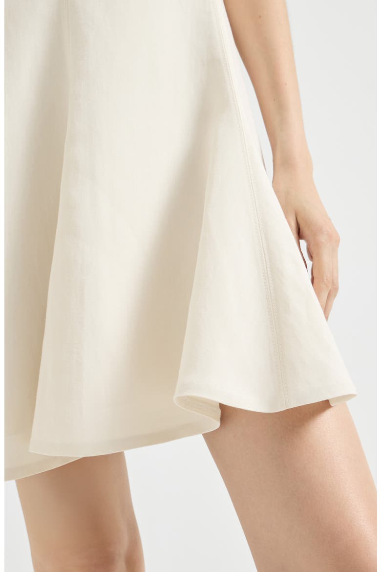 Viscose and linen fluid twill mini dress, Alternate, color, Ivory