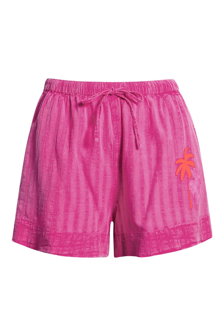 Hotel Malibu Embroidered Yarn Dyed Stripe Shorts, Alternate, color, SUPER PINK
