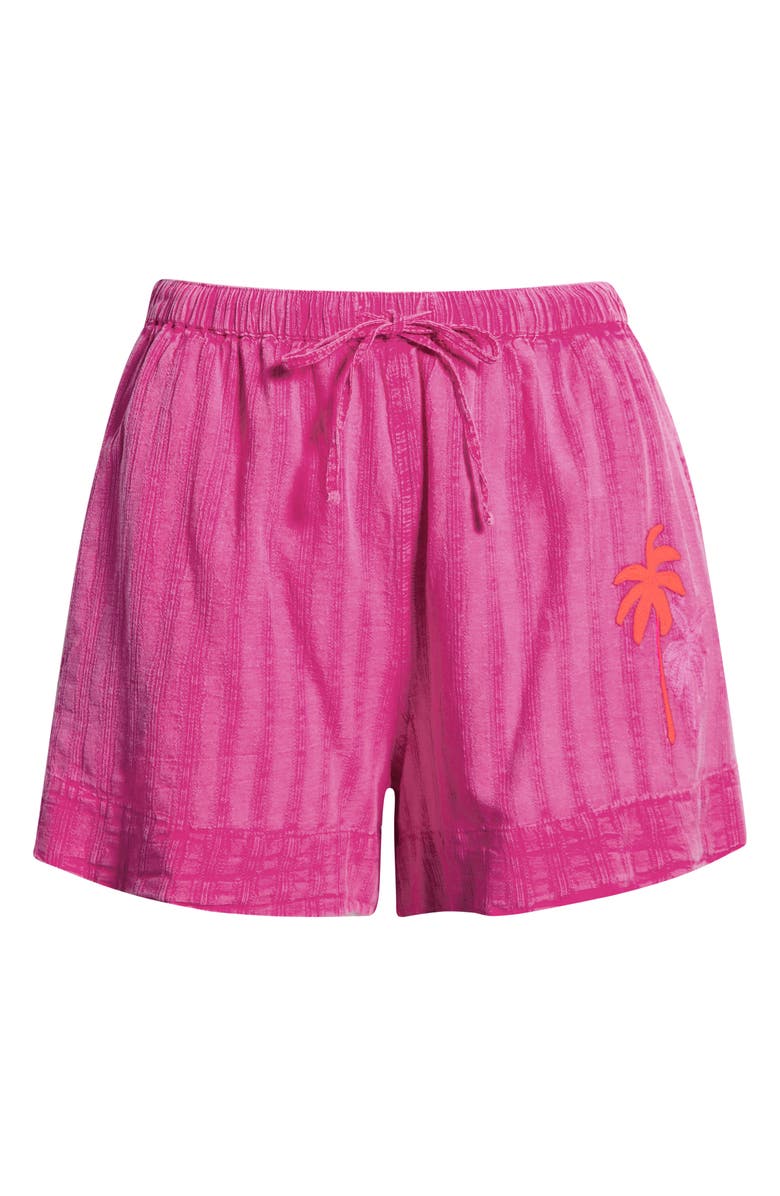 Rip Curl Hotel Malibu Embroidered Yarn Dyed Stripe Shorts, Alternate, color, Super Pink