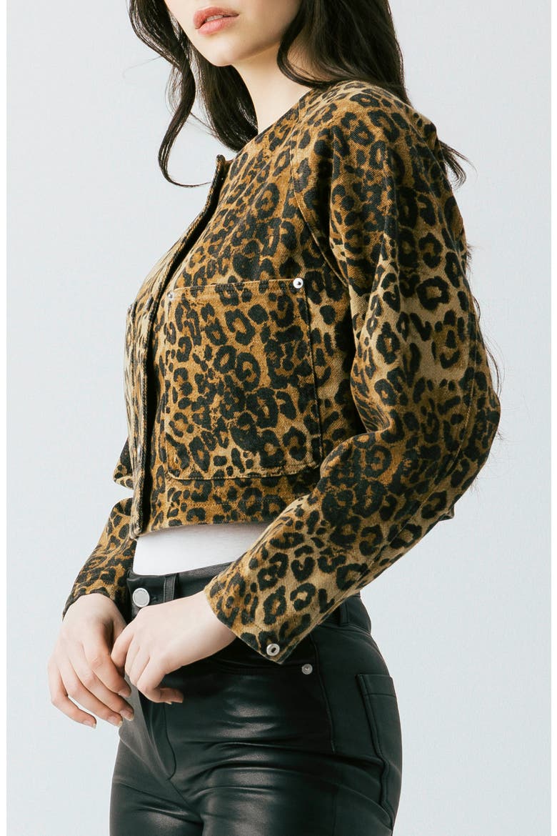 Crop Leopard Print Denim Jacket, Alternate, color, HEAR ME ROAR