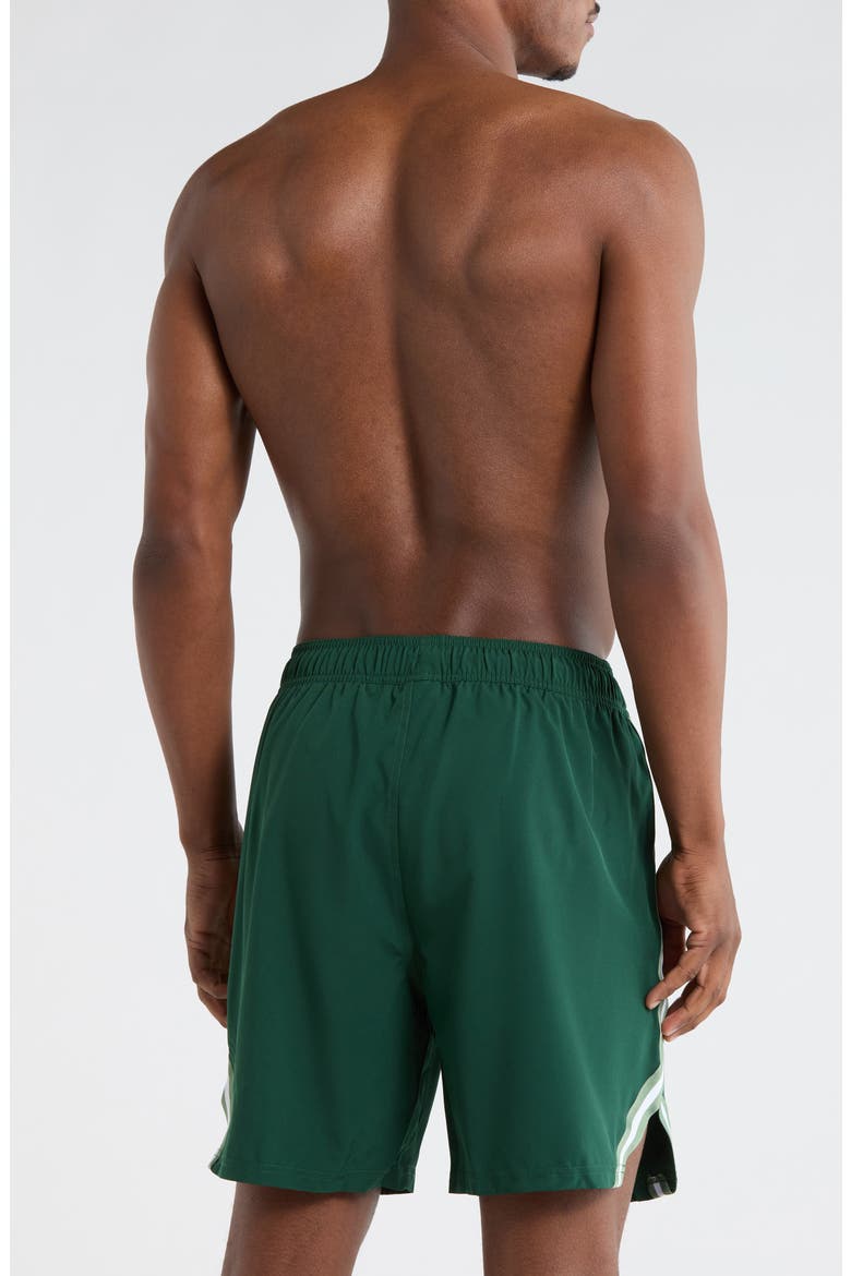 Stripe Tape Trim Swim Trunks, Alternate, color, GREEN