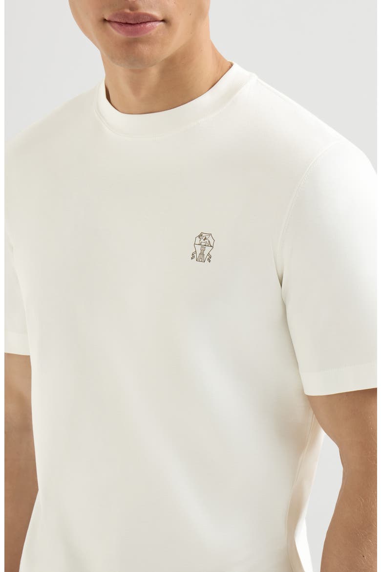 Cotton jersey crew neck T-shirt with logo, Alternate, color, Off-White