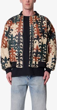 mnml Fleur de Lis Faux Leather Bomber Jacket