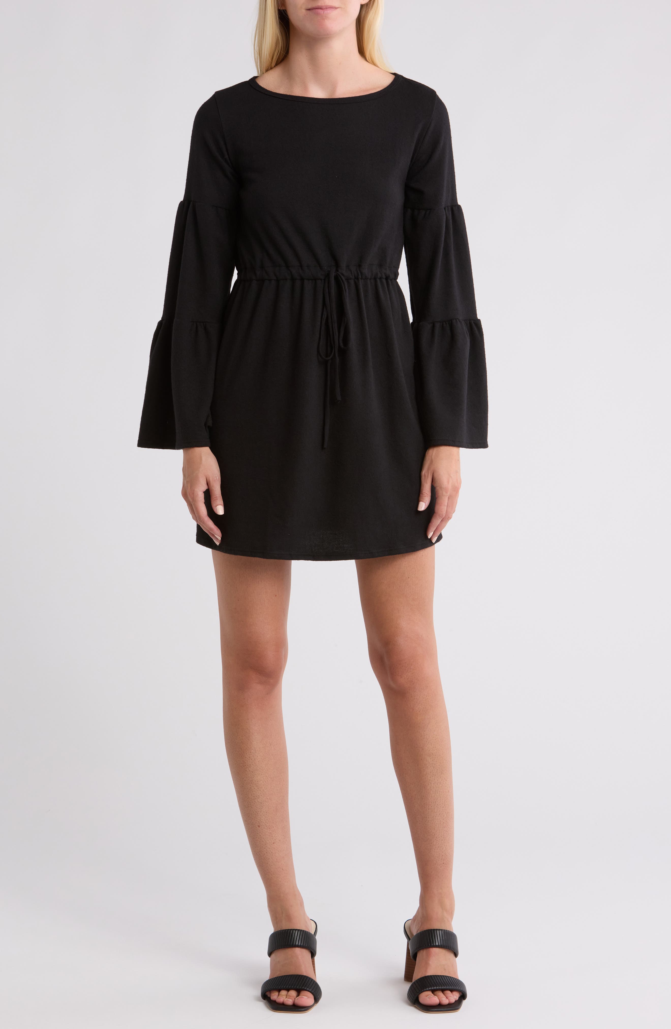 GO COUTURE Boat Neck Bell Sleeve Minidress