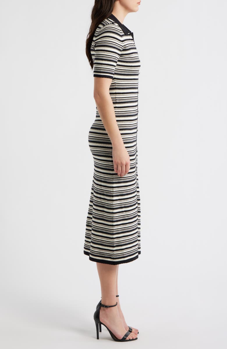 Elie Tahari The Lucine Midi Sweater Dress, Alternate, color, Noir/ Ivory