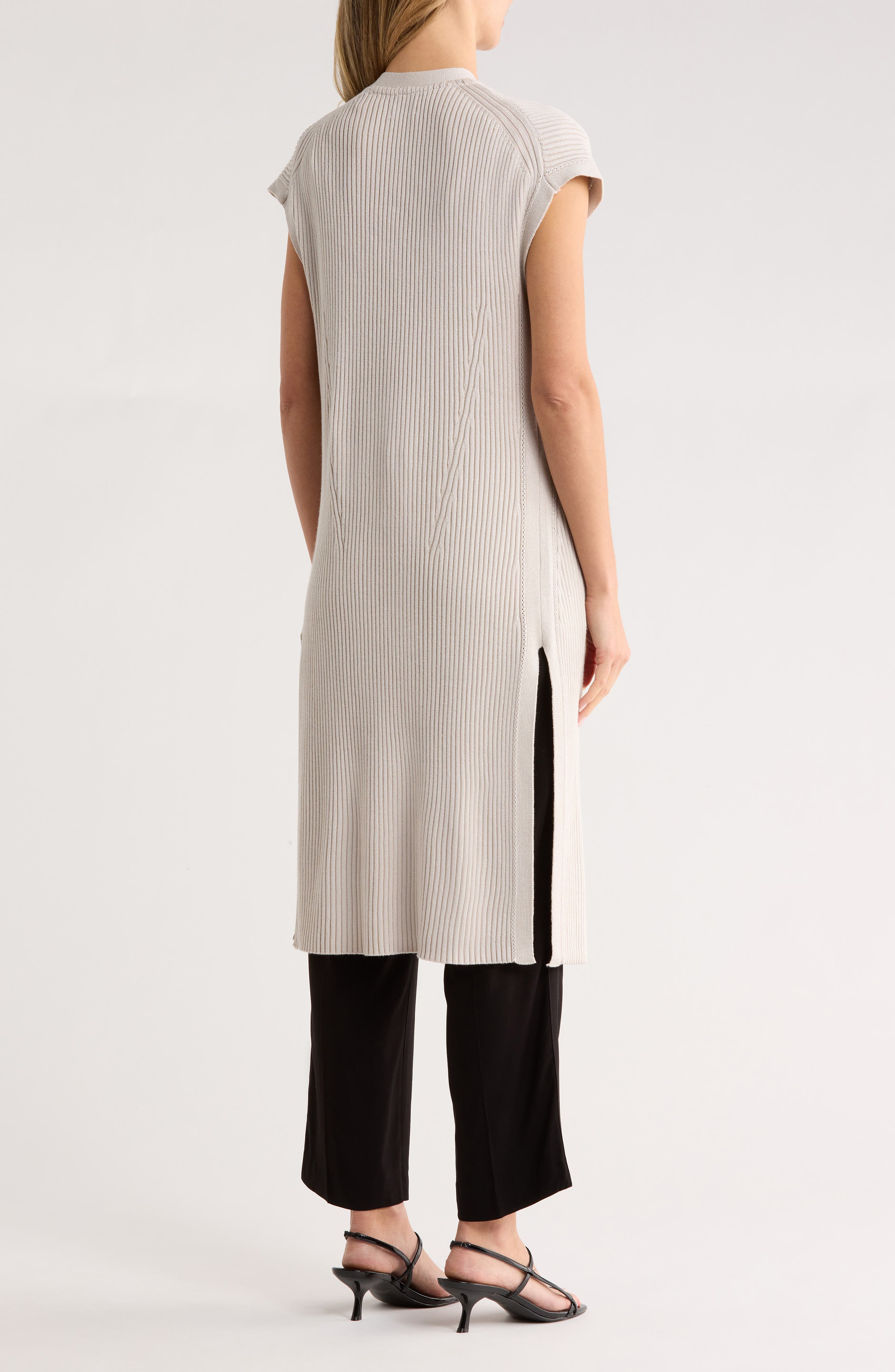 Cap Sleeve Ribbed Longline Cardigan - image 2