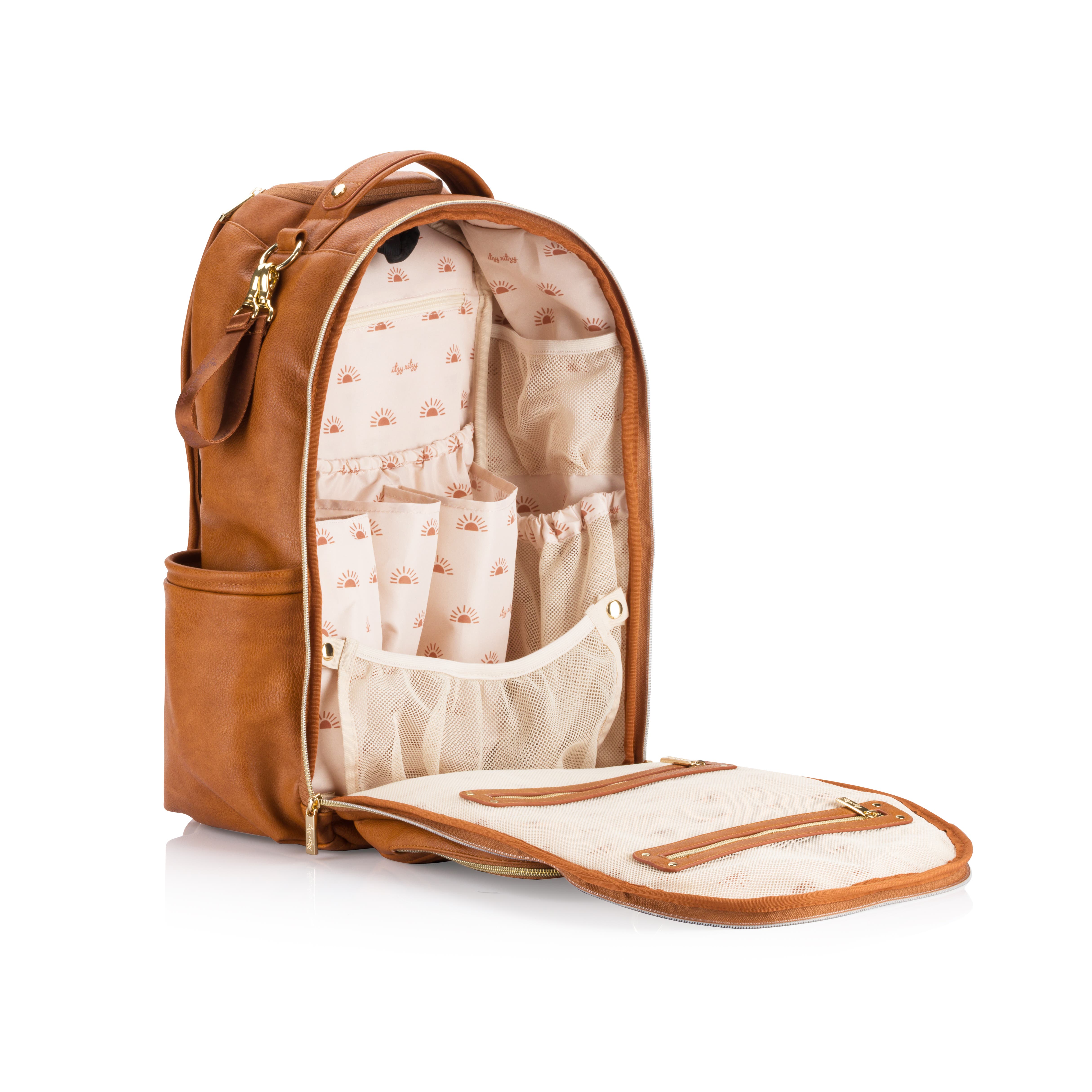 Itzy Ritzy Boss Plus Large Diaper Bag Backpack, Alternate, color, Cognac