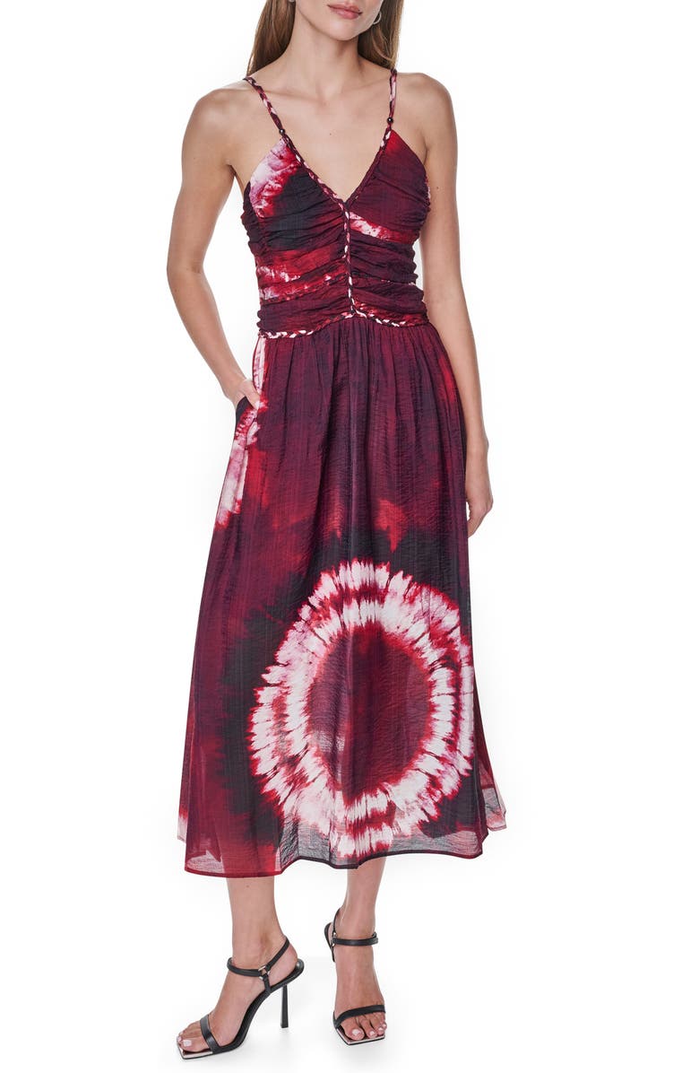 DKNY Braided Print Voile Midi Dress, Main, color, Firework Tiedye