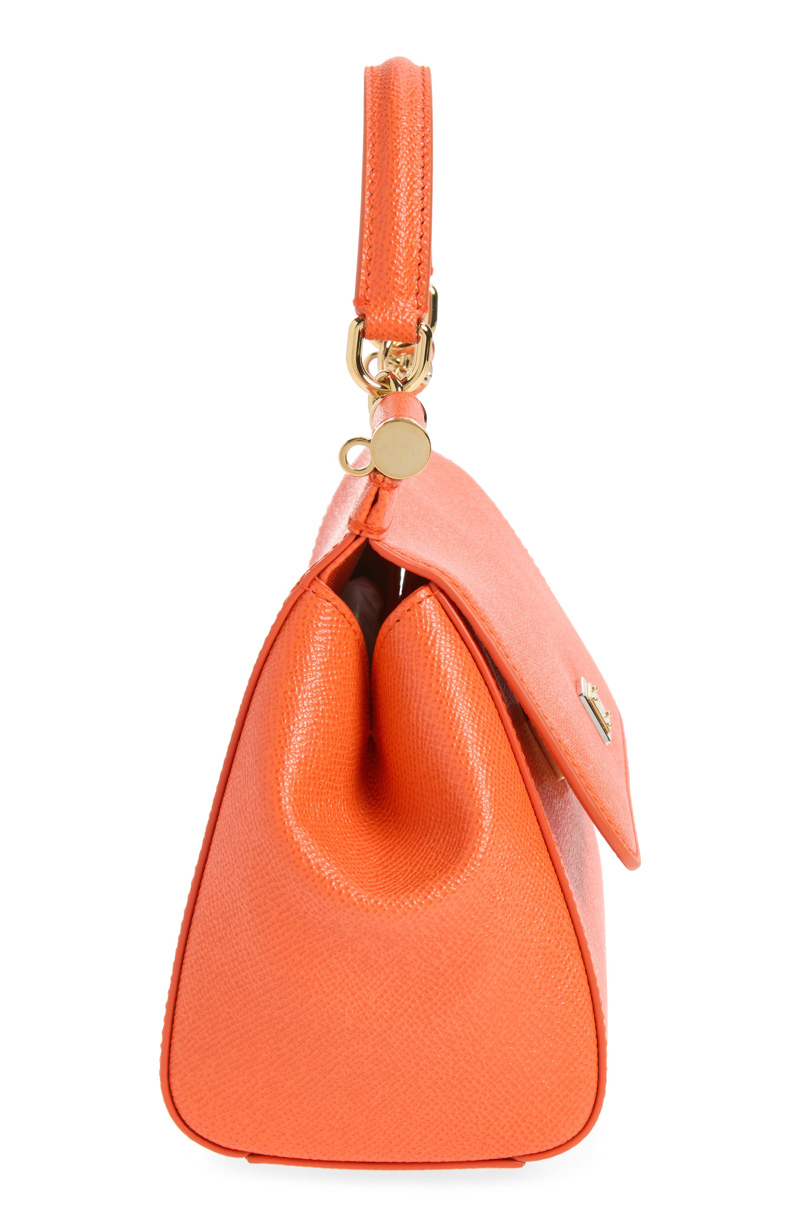 Medium Sicily Leather Top Handle Bag, Alternate, color, 81166 ORANGE
