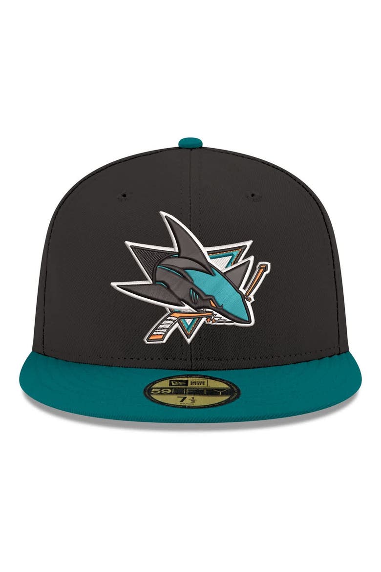 Men's New Era  Black San Jose Sharks Core Logo Two-Tone 59FIFTY Fitted Hat, Alternate, color, Black