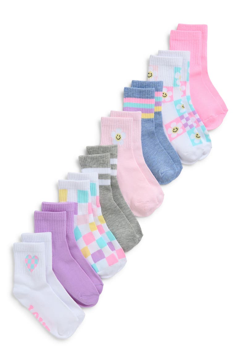 Kids' Critters Assorted 8-Pack Quarter Socks, Main, color, PALE MULTI