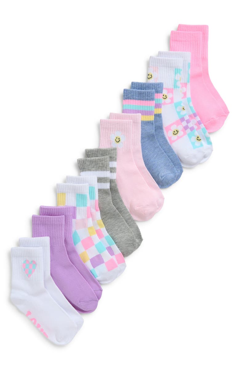 Capelli New York Kids' Critters Assorted 8-Pack Quarter Socks, Main, color, Pale Multi