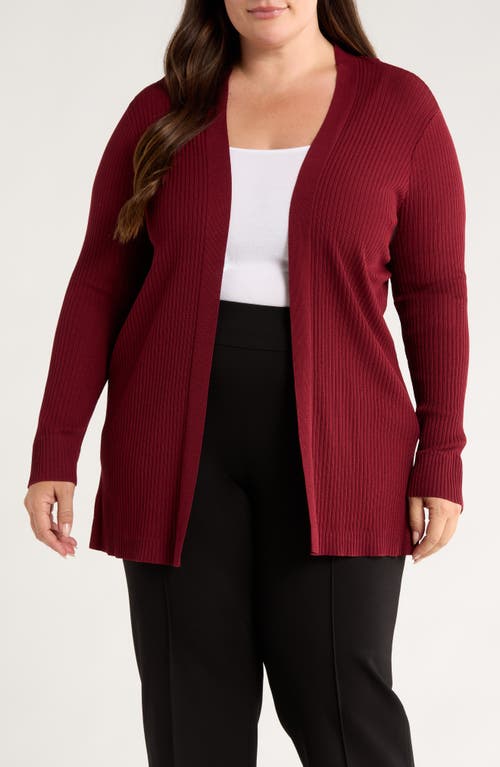 Jones New York Plus Size Open-front Long-sleeve Cardigan In Burgundy