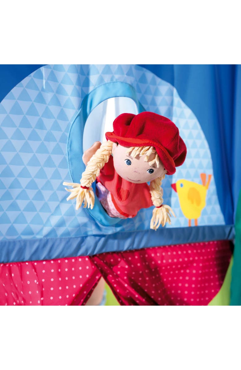HABA Doorway Puppet Theater - Space Saver with Adjustable Rod Ideal for Pretend Play, Hand Puppets, Educational Kids Activities, & Toys for Toddlers, Alternate, color, Multi