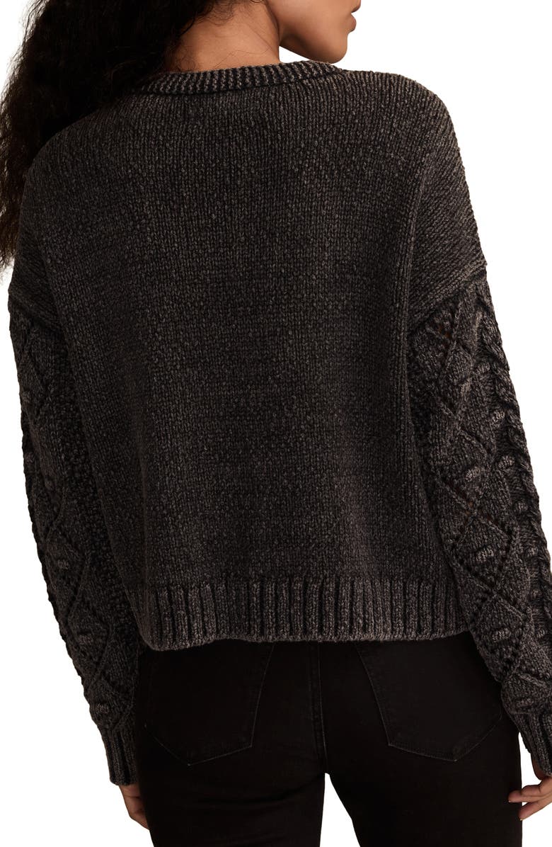 Lucky Brand Crop Cable Knit Cardigan, Alternate, color, Caviar