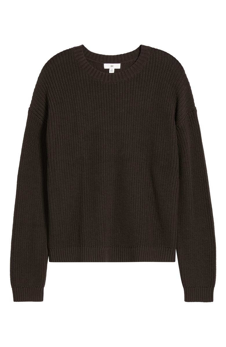 BP. Oversize Cotton Crewneck Sweater, Alternate, color, Brown Torte