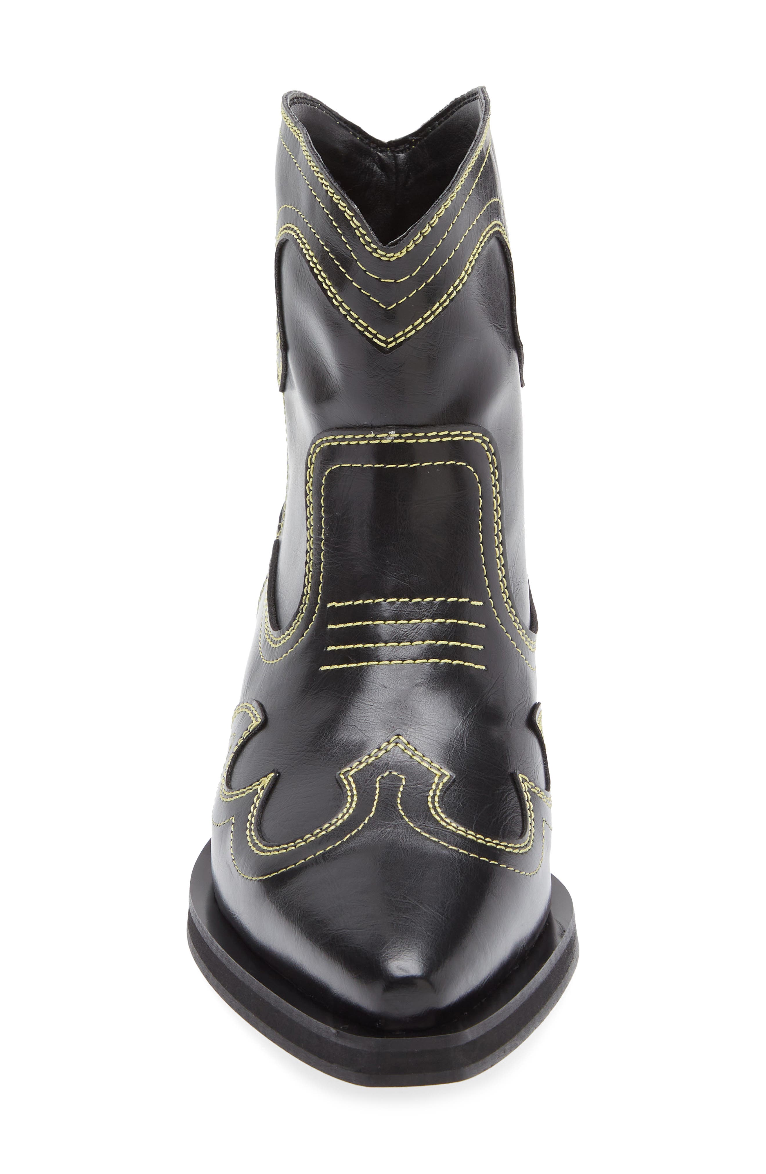 Ganni Embroidered Western Bootie, Alternate, color, Blazing Yellow