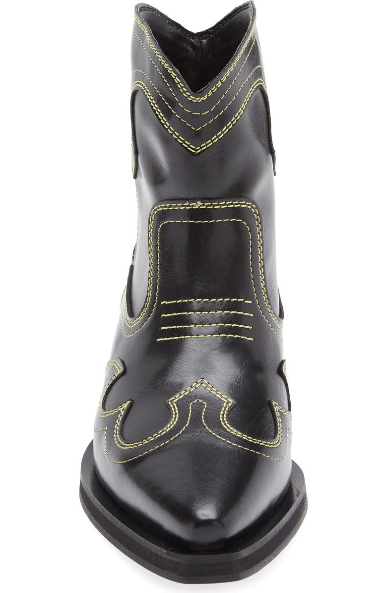 Ganni Embroidered Western Bootie, Alternate, color, Blazing Yellow