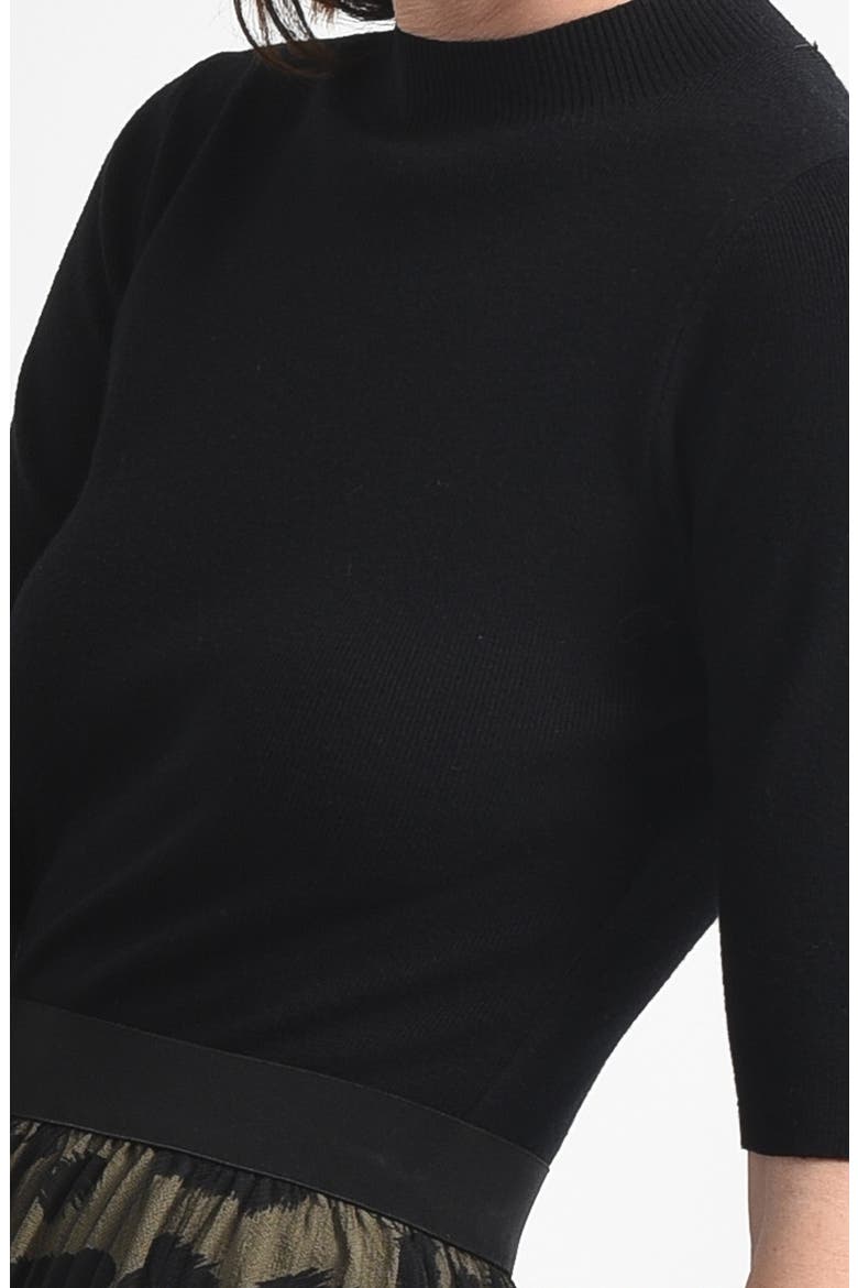 Mock Neck Knit Top, Alternate, color, BLACK