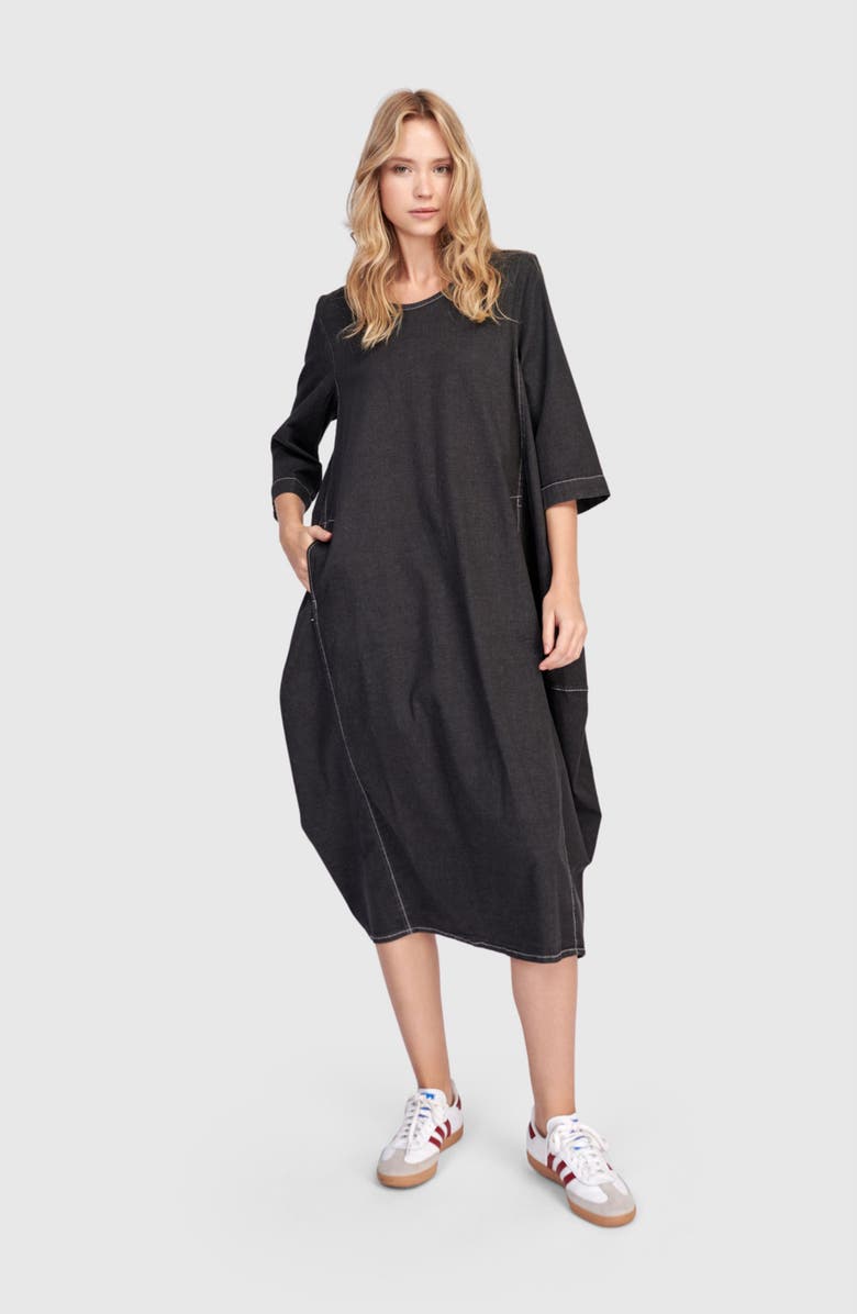Alembika Liberty Oversized Cocoon Dress, Alternate, color, Black Denim