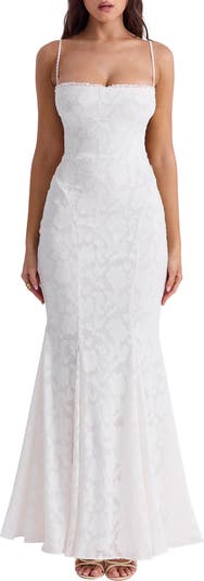 Joan Floral Appliqué Mermaid Gown
