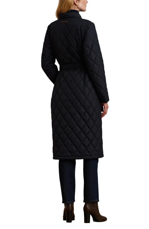 Ralph Lauren Lauren  Quilted Long Wrap Jacket In Blue
