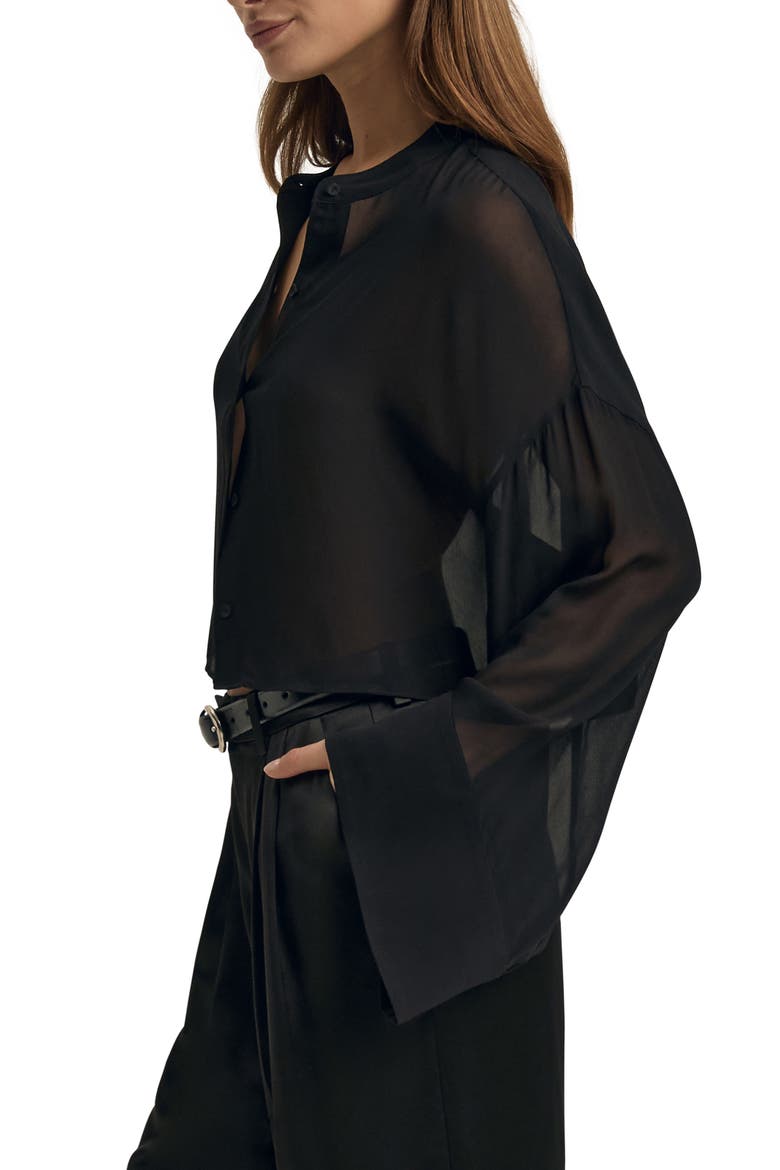The Belle of the Ball Sheer Button-Up Shirt, Alternate, color, BLACK