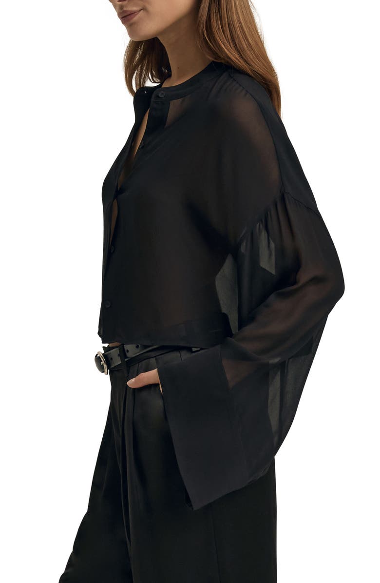 Favorite Daughter The Belle of the Ball Sheer Button-Up Shirt, Alternate, color, Black