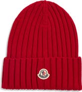 Moncler Logo Patch Rib Wool Beanie