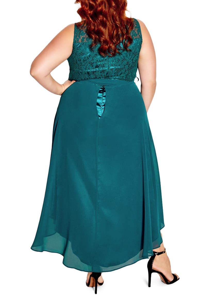 Vera Lace Sleeveless High-Low Dress, Alternate, color, TEAL