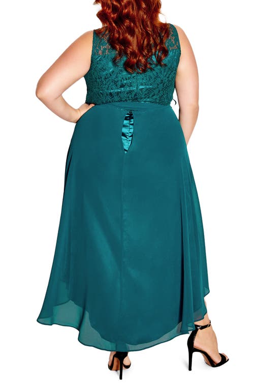 City Chic Vera Lace Sleeveless High-low Dress In Green