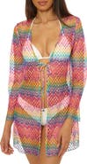 Becca Rio Fishnet Sheer Long Sleeve Cover-Up
