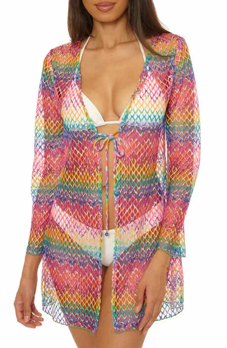Becca Rio Fishnet Sheer Long Sleeve Cover-Up