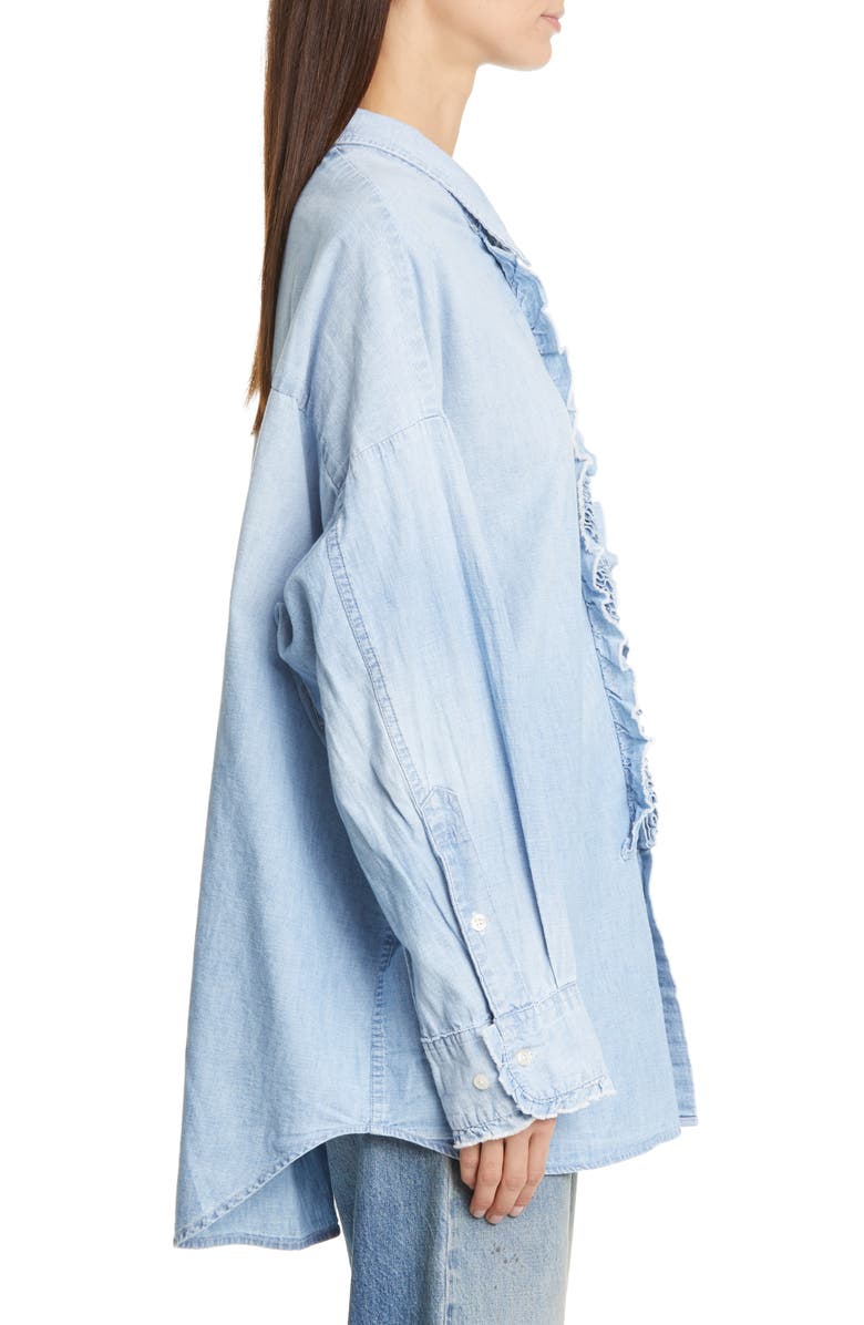 R13 Oversized Denim Tuxedo Shirt, Alternate, color,