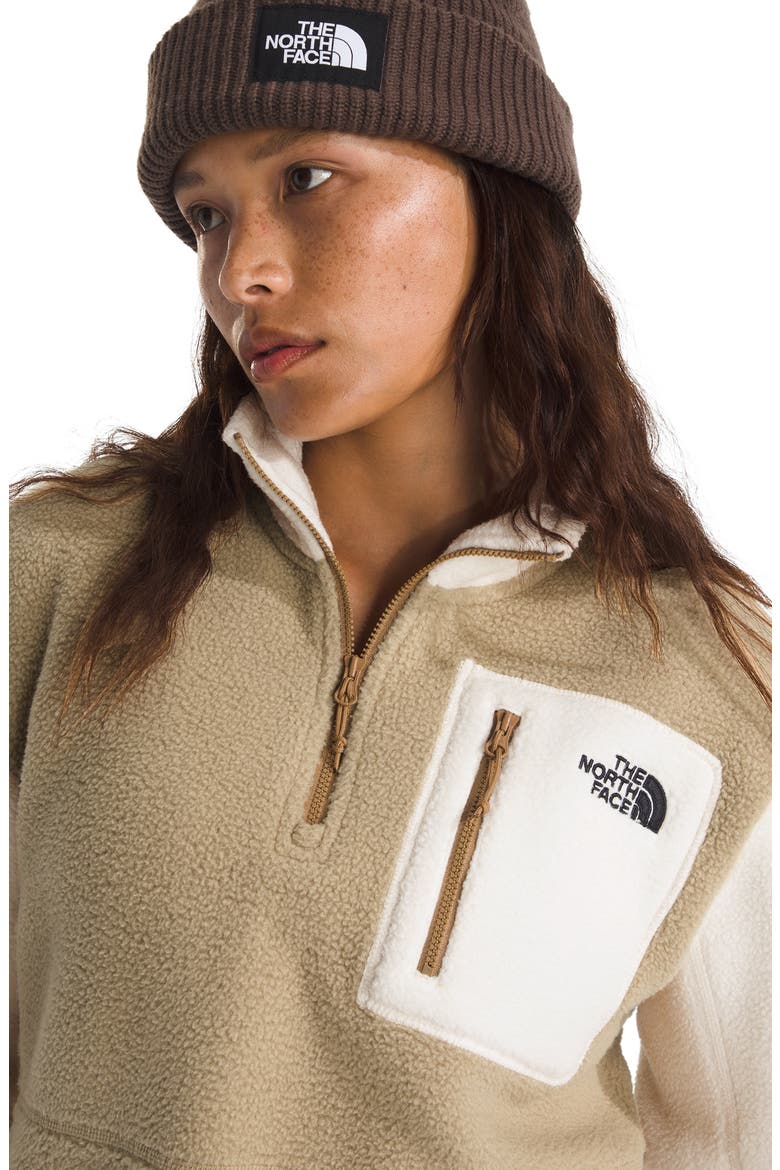 Yumiori Colorblock High Pile Fleece Half-Zip Pullover, Alternate, color, KHAKI STONE/ WHITE DUNE