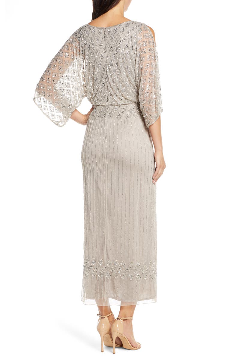 Pisarro Nights Diamond Motif Mesh Blouson Gown, Alternate, color, 