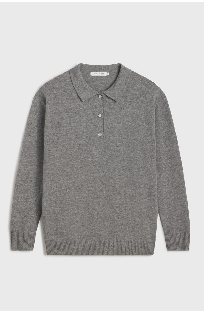 Almina Concept Lightweight Wool Polo, Alternate, color, Grey