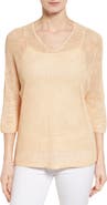 NIC+ZOE Sunkissed Sheer Linen Blend Pullover